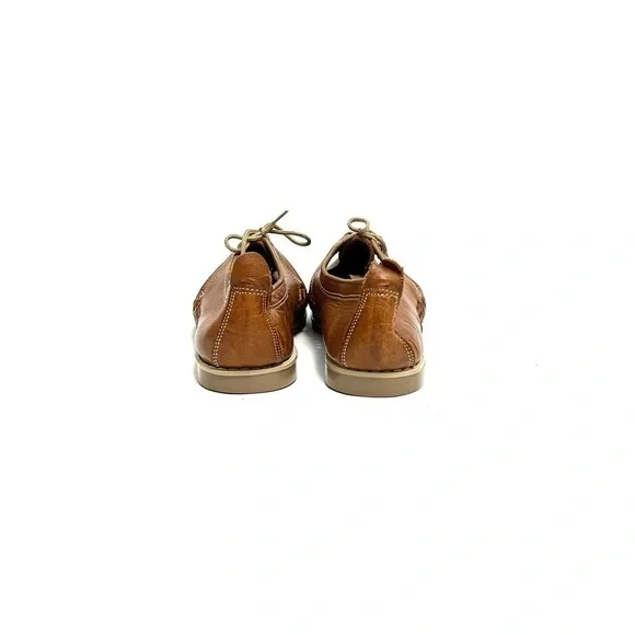 Vintage 1970s brown leather woven lace up casual deck shoes - Picture 7 of 8